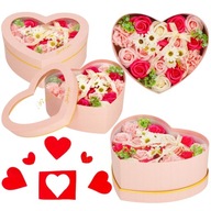 FLOWER BOX SERCE - 24 MYDLANE RÓŻE W RÓŻOWYM PUDEŁKU DLA NIEJ WALENTYNKI