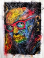 Duży Abstrakcyjny Portret z Włókien