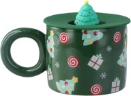Duży kubek świąteczny z pokrywką i wzorem Christmas Tree