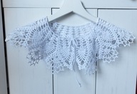 Szydełkowy biały kołnierzyk 44 cm