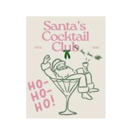 Plakat „Santa’s Cocktail Club” – Świąteczny Plakat Ilustracyjny