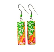 Kolczyki z paczką słodyczy, cukierki Puccho, mandarynka