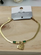 Złota bransoletka stal 316L Blueberry z cyrkoniami i zawieszką diamentu