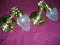 Kinkiety z mosiądzu 2 szt z kryształowymi kloszami