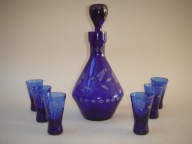 Karafka i 6 kieliszków kobaltowa