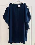 Terranova top bluzka wycięcia ramiona hiszpanka granatowa boho falbanki y2k