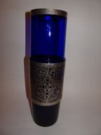 Hortensja wazon kobaltowy PRL, Huta Szkła Hortensja, vintage, retro