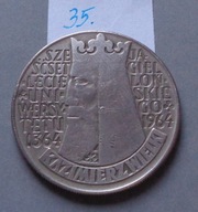 10 złotych z 1964 roku KAZIMIERZ WIELKI , napis WKLĘSŁY