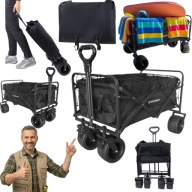 WÓZEK TURYSTYCZNY SKŁADANY PLAŻOWY TRANSPORTOWY SKRĘTNE KOŁA SIATKA 120L