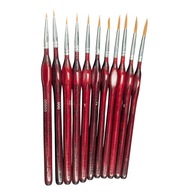 Zestaw 11 pędzli modelarskich nylonowych czerwono-bordowych figurki pędzel