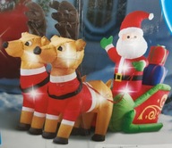 Ozdoba świąteczna mikołaj, renifery, sanie.