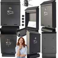 Duża Skrzynka pocztowa z numerem domu na listy wrzutnia Renew Force czarny