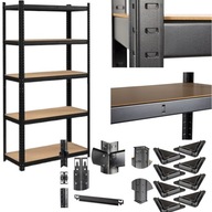 REGAŁ MAGAZYNOWY METALOWY CZARNY 180X90X40 CM DO 175KG DOOC LEKKI STABILNY