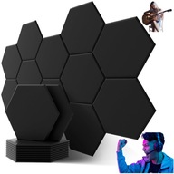 PANELE AKUSTYCZNE PIANKI HEXAGON 12SZT PLASTRY MIODU ŚCIENNE POKÓJ GRACZA