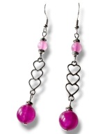 JFAG01 Kolczyki kamienie JADEIT FUKSJA AGAT długie