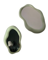 Lustro dekoracyjne nowoczesne organiczne nieregularne rama zielona 25x18 cm