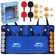 ZESTAW DO TENISA STOŁOWEGO 4X RAKIETKA 10X PIŁKA POKROWIEC SLAZENGER