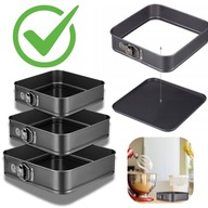ZESTAW 3 TORTOWNIC KWADRATOWYCH 24/26/28 CM BLACHA CIAST NON-STICK