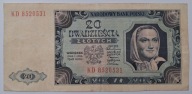 Banknot PRL 20 zł 1948 rok SERIA: KD