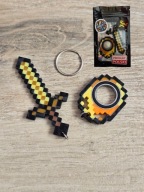 Złoty Zestaw KeySpinner + Miecz Minecraft - Brelok Druk3d fidget