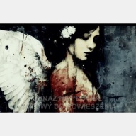 Kobieta anioł abtsrakcja obraz na płótnie 55x80 gotyk skrzydła dark styl