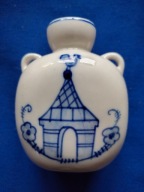 Gżel Gzhel - wazonik 9 cm porcelana biała kobalt XX w. Rosja