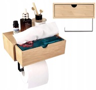 Wieszak na Papier Toaletowy z Pojemnikiem Jumi Bambus + Czarny Ścienny