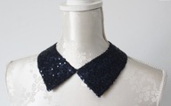 Kołnierzyk naszyjnik granatowy niebieski cekinowy szpic klasyczny collar
