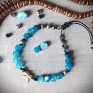 TRISS SREBRO 925 bransoletka kamienie naturalne agat LUNULA hematyt księżyc