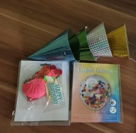 Zestaw na roczek świeczka, napis Happy Birthday balony 4 czapeczki