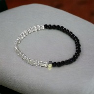 BRANSOLETKA Z KAMIENI NATURALNYCH - KRYSZTAŁ LODOWY,PIASKOWIEC