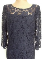 ELEGANCKA SUKIENKA granat KORONKA midi PODSZEWKA 42 44