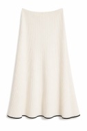 Reserved Spódnica Dzianinowa Midi Plisowana Biała Ecru Ribbed 38 M