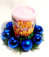 Mini stroik Granatowy Świeca sojowa Dekoracja stołu Prezent Boże Narodzenie