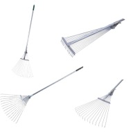 GRABIE METALOWE DO LIŚĆI TRAWY OGRODOWE Z TRZONKIEM GRABKI DRUCIANE