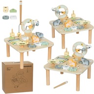 Drewniany Stolik Edukacyjny 7w1 Sensoryczny Dzika Dżungla Cymbałki Sorter