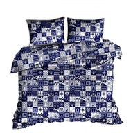 pościel bawełna lux 200x200 + 2x70x80 zamek B 566-2 świąteczna niebieska