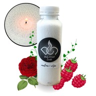 Świeca PERŁOWA zapachowa malina i róża 200g oraz 10 knotów po 10 cm