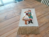 RĘKODZIEŁO WEŁNIANY TKANY KILIM KRAKOWIACY DO ZAWIESZENIA 33 x 68