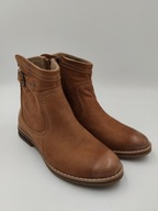 BOTKI Brązowe Damskie Sztyblety Wygodne Skóra Ocieplane Zima R. 36