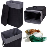 SKŁADANY KOSZ WOLNOSTOJĄCY NA PRANIE ZABAWKI CZARNY BAMBUS GOCKOWIAK 80L