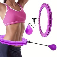HULA HOP Z OBCIĄŻENIEM WYPUSTKAMI FITNESS 120 CM RÓŻOWE SKŁADANE SMART FIT