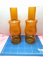 zestaw klosze do lampy wysokie miodowe szkło karbowane 2 sztuki