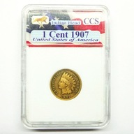 1 cent 1907 USA Indianin w plastikowym slabie Indian Head
