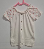 Reserved – Biała bluzka dziecięca na lato z haftowanymi kwiatkami 104 lata