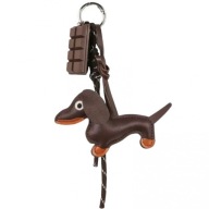 Stylowy brelok do kluczy – jamnik w brązowym kolorze z czekoladą
