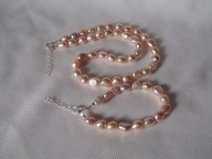 KOMPLET PERŁY NATURALNE NASZYJNIK I BRANSOLETA PIĘKNY BLASK