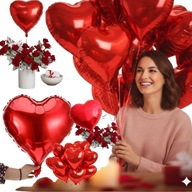 BALONY FOLIOWE W CZERWONE SERCA SERCE NA WALENTYNKI DLA KOBIETY 10 SZT