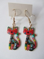 *34 WOŚP* Kolczyki emaliowane - kolorowe kotki