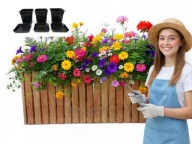DUŻA DONICA DREWNIANA PROSTOKĄTNA z wkładem plastikowym 3x18l LAMELE